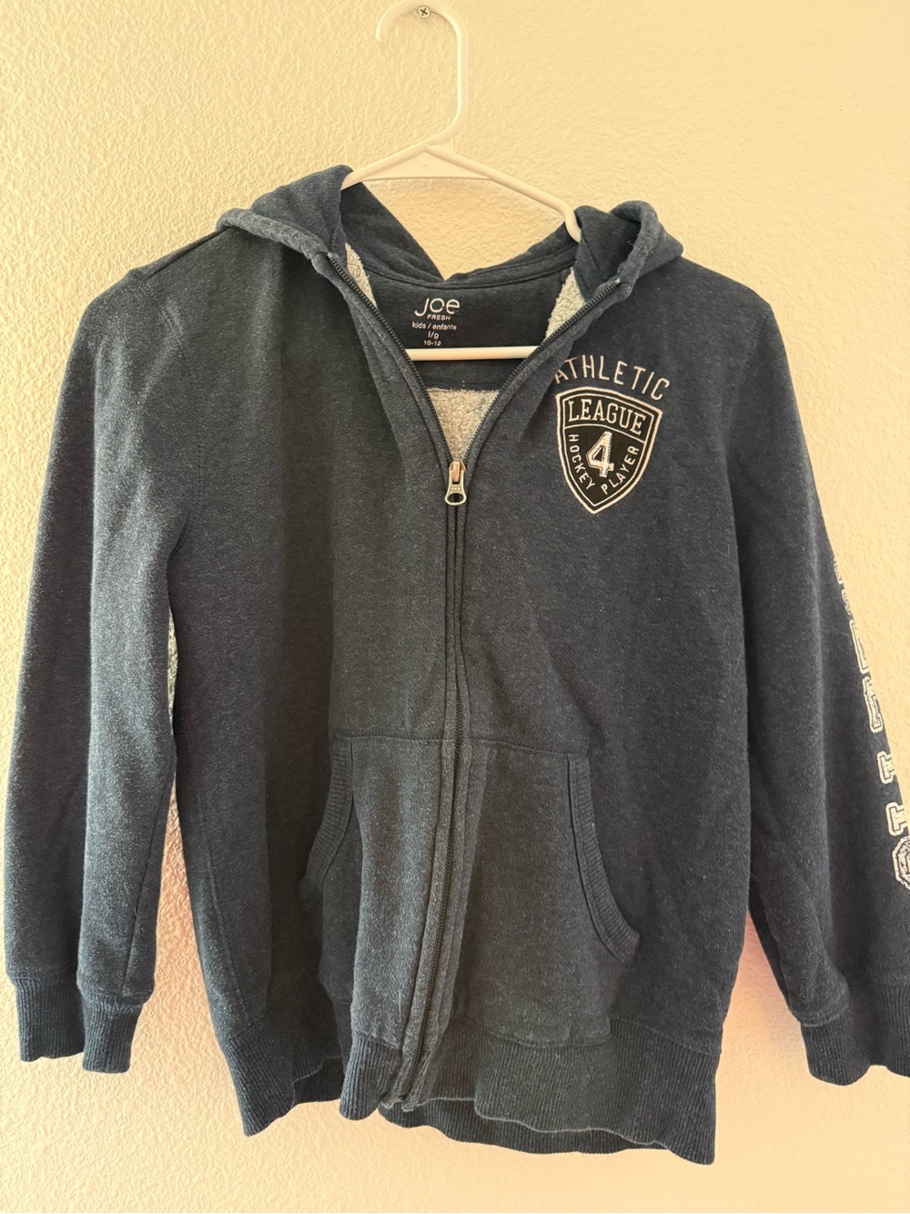Joe Fresh Navy Zip Hoodie with Athletic Crest